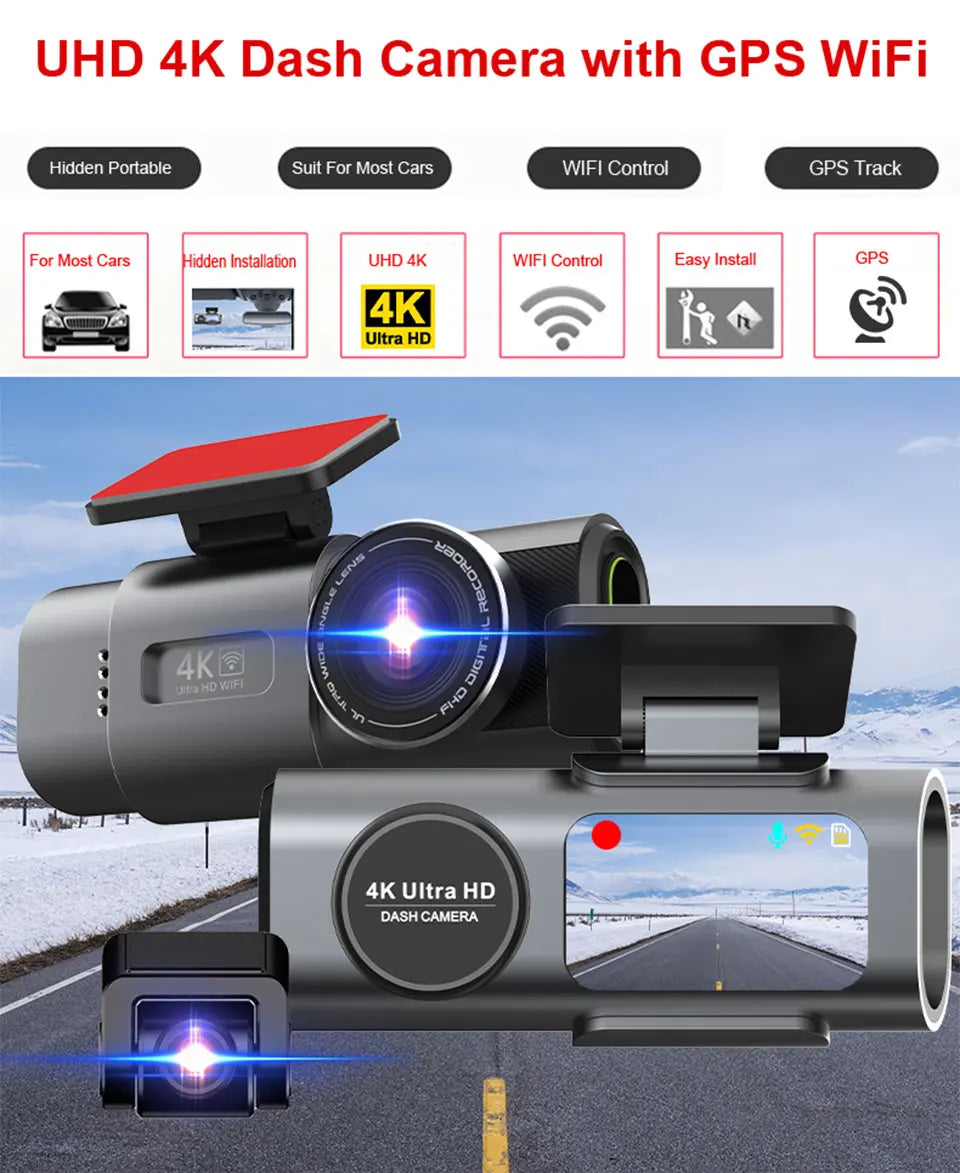DriveGuard™ 4K Dash Cam – UHD Car Camera with Night Vision, Wi-Fi, GPS & 24-Hour Parking Mode