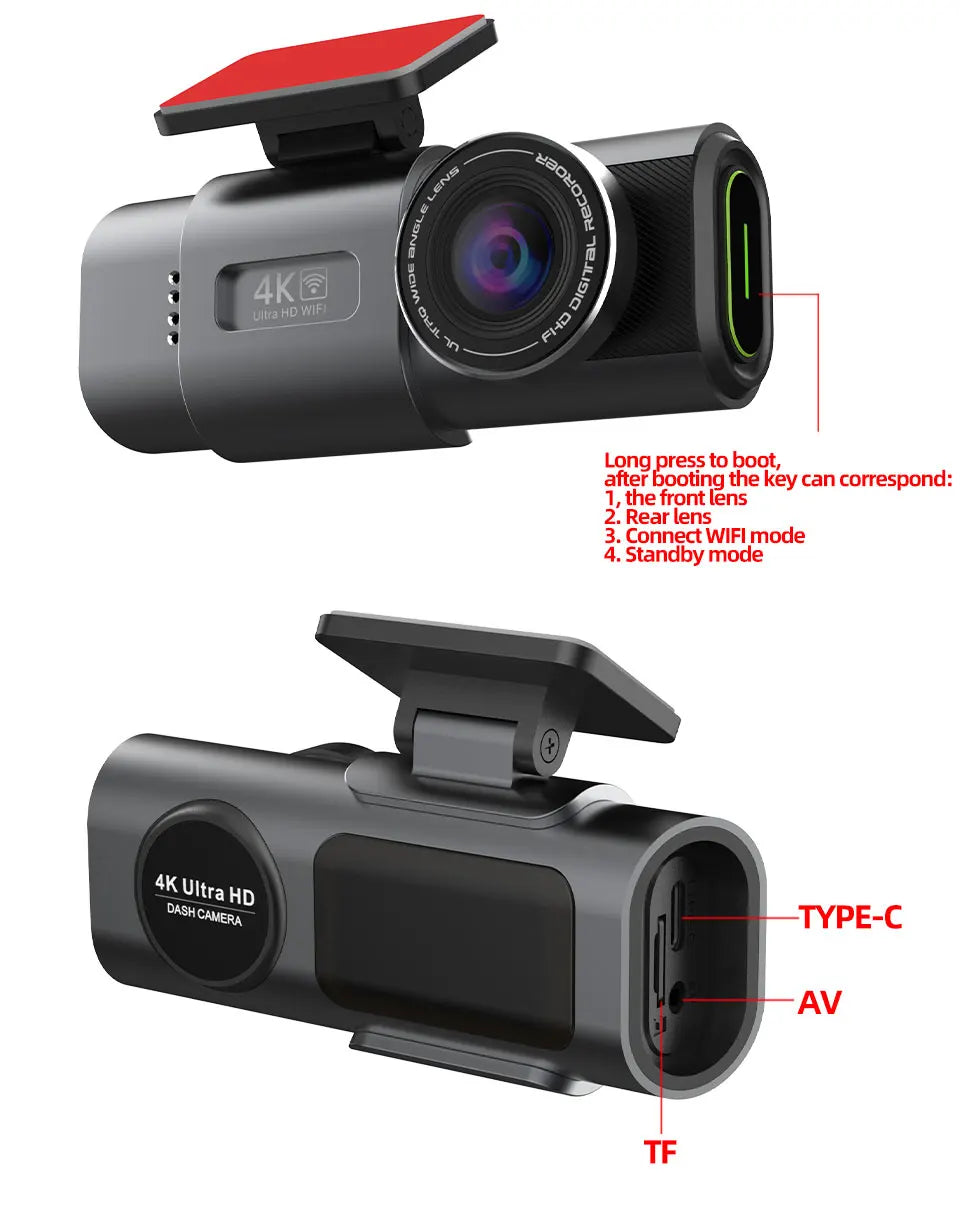DriveGuard™ 4K Dash Cam – UHD Car Camera with Night Vision, Wi-Fi, GPS & 24-Hour Parking Mode