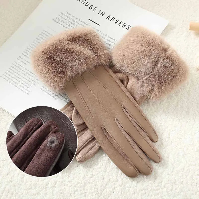 LuxeFur™ Women’s Winter Gloves – Touchscreen & Faux Fur Cuff